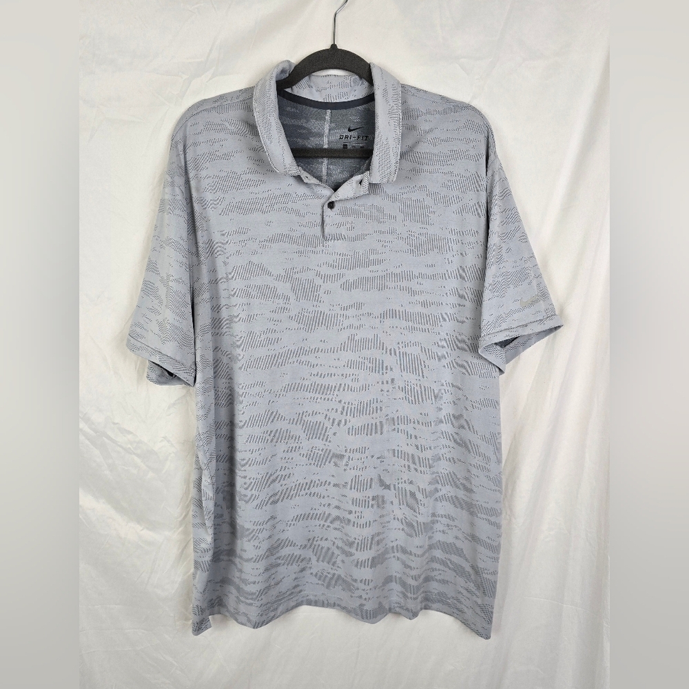 Nike Polo Shirt Mens Size XXL Gray Digital Camouflage Digi Camo Dri Fit Golf